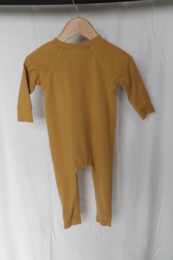 Jax and Lennon Mustard Yellow Bamboo Long-Sleeve Romper – 6 Months