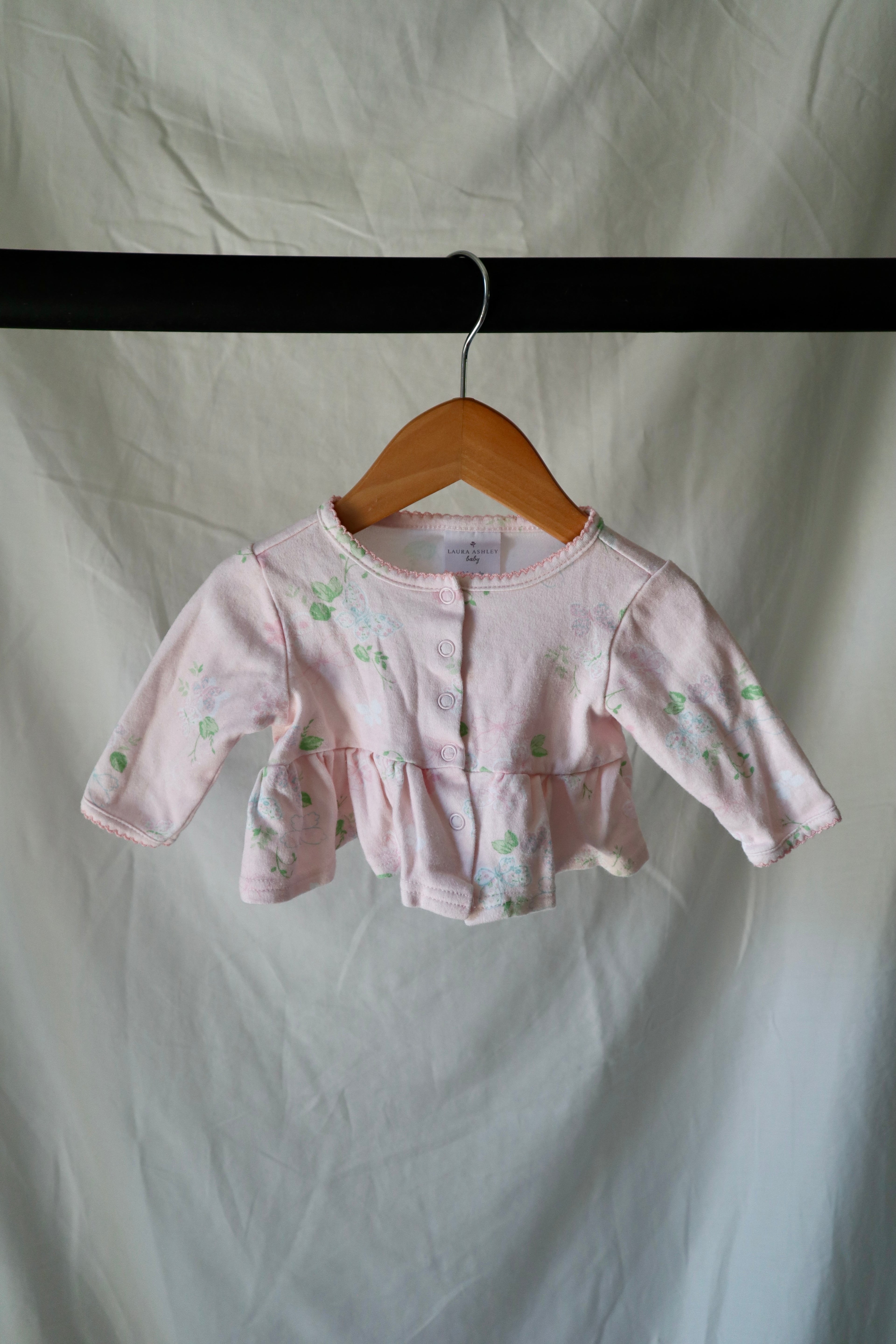 Laura Ashley Baby Floral Peplum Cardigan — 0–3 Months