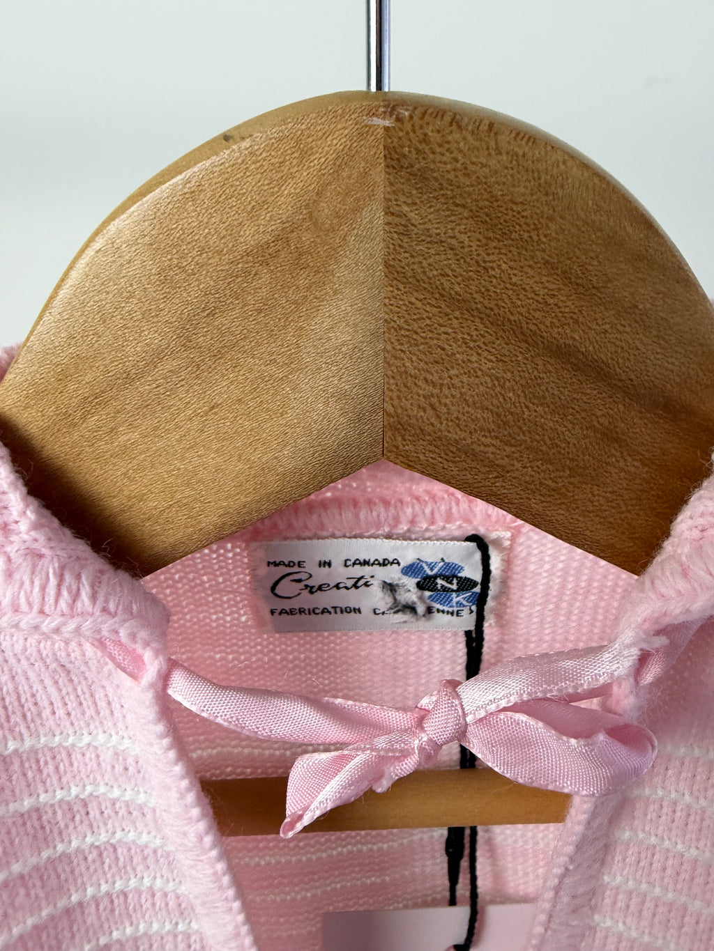 Vintage Creation Pink Knit Cardigan — 0–9M