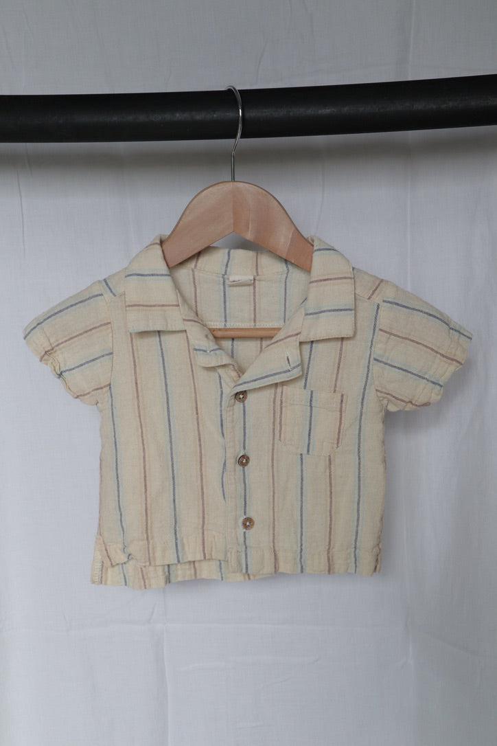 Riffle Amsterdam Cody Linen Stripe Shirt | 12 Months