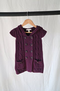 Eagle's Eye Hooded Cable Knit Sweater Vest — Plum — 4T