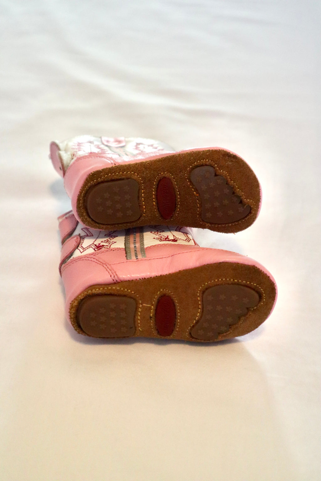 Old West Cowboy Boots — Pink & White — Size 0