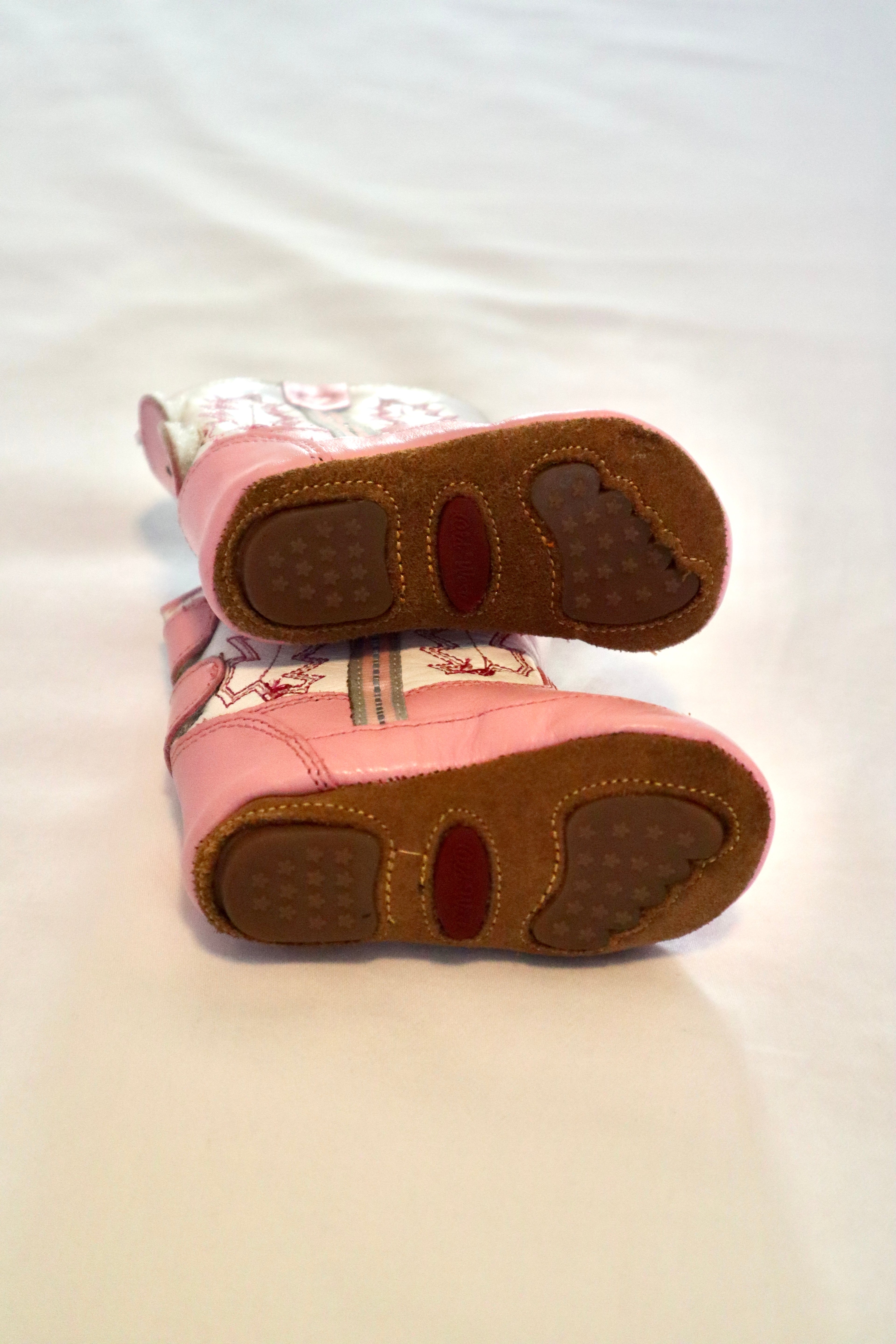 Old West Cowboy Boots — Pink & White — Size 0