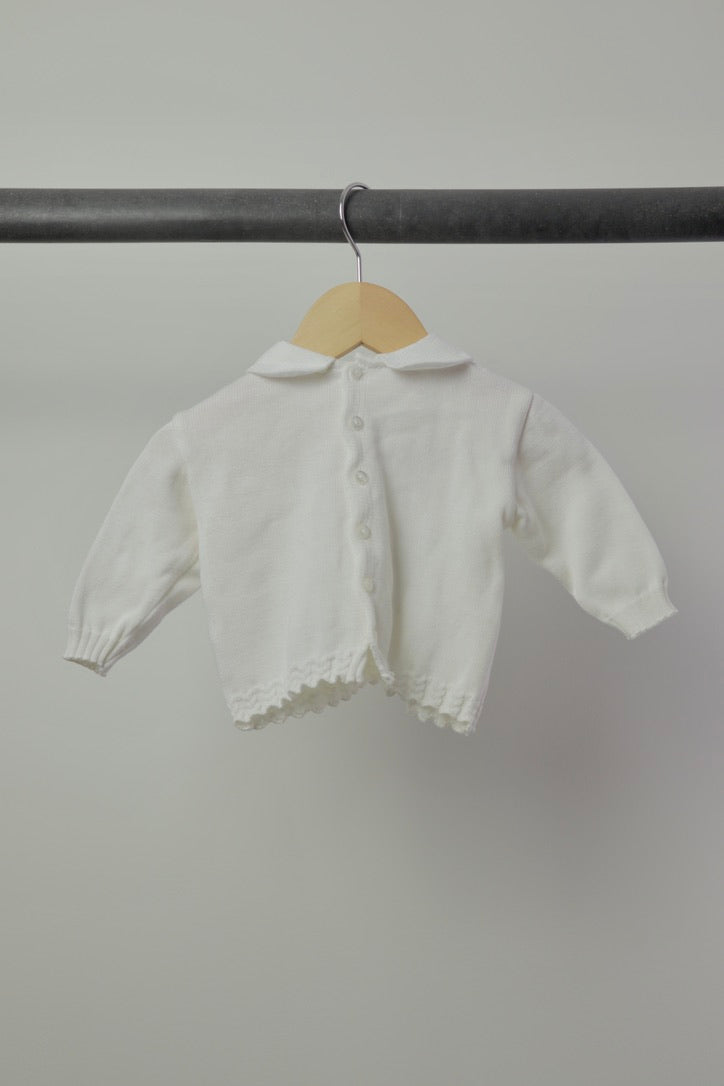 Vintage Italy Made Stella Teddy Bear Knit Sweater — Ivory/Cream — 9M