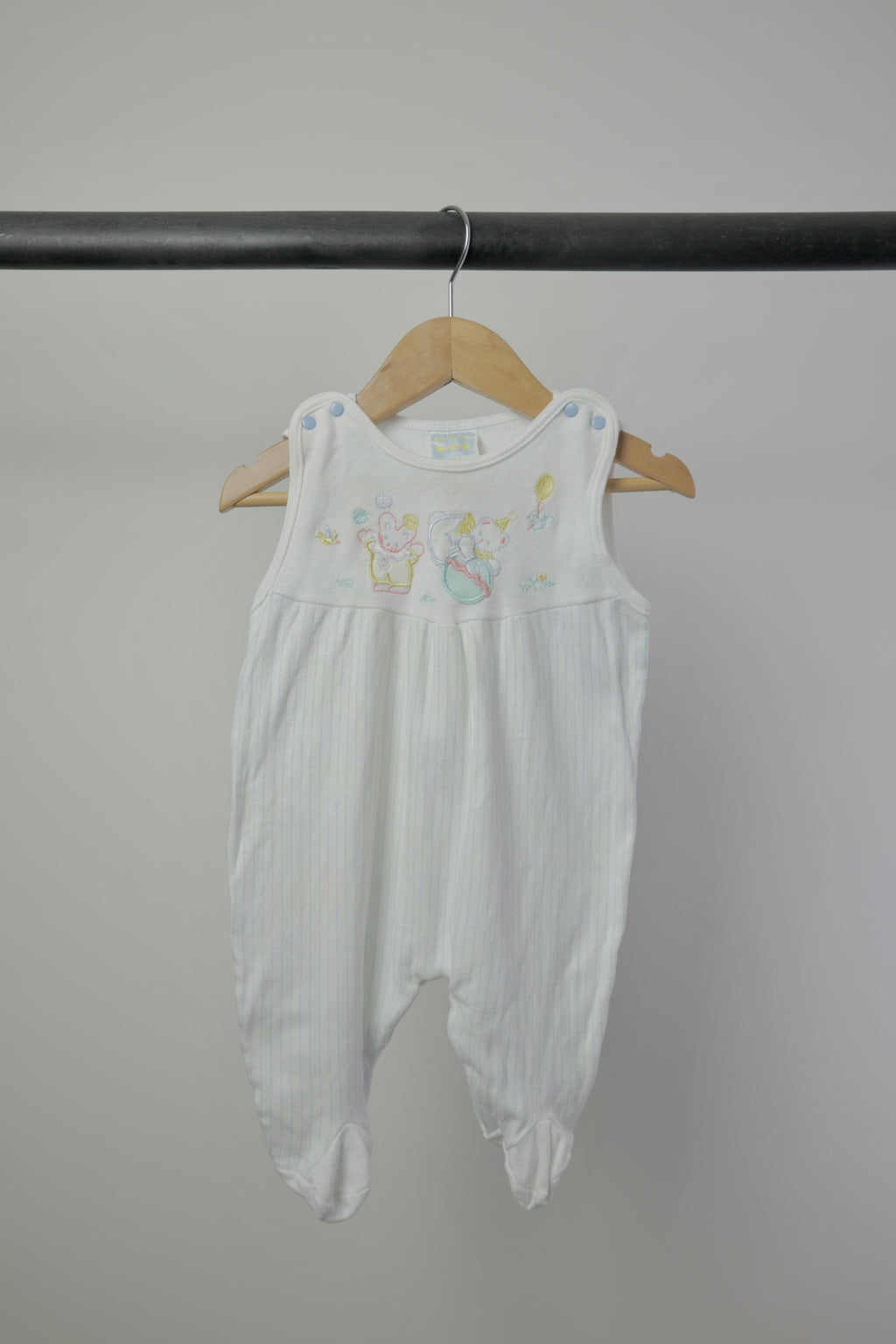 Vintage Little Me Pastel Embroidered Footed Romper — 6M