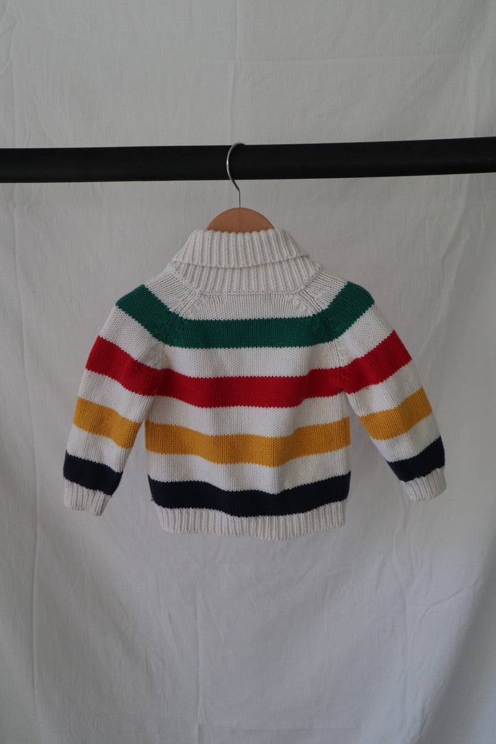 Hudson's Bay Heritage Stripe Knit Cardigan — 6–12M