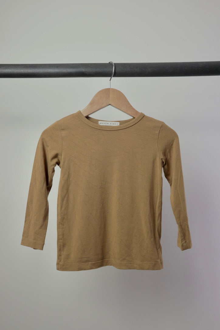 Haven Kids Essentials — Bamboo Long Sleeve Tee — Caramel — 2/3T