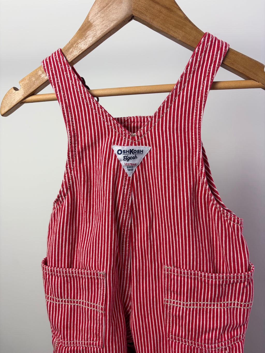 Vintage OshKosh B'gosh Red Stripe Overalls — 9M