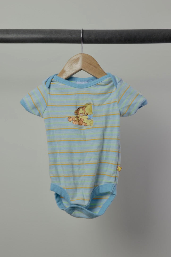 Vintage Disney Baby Winnie the Pooh & Tigger Striped Bodysuit — 6–12 Months