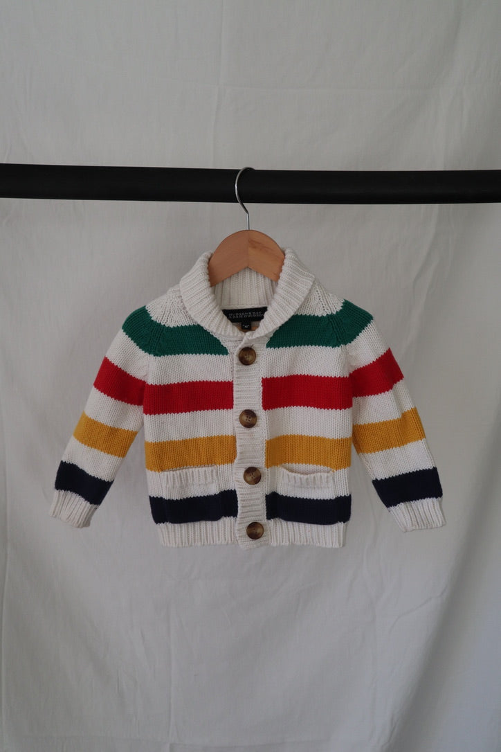 Hudson's Bay Heritage Stripe Knit Cardigan — 6–12M