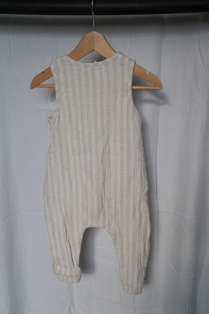 Quincy Mae Organic Woven Jumpsuit Romper | Vintage Stripe | 6-12M
