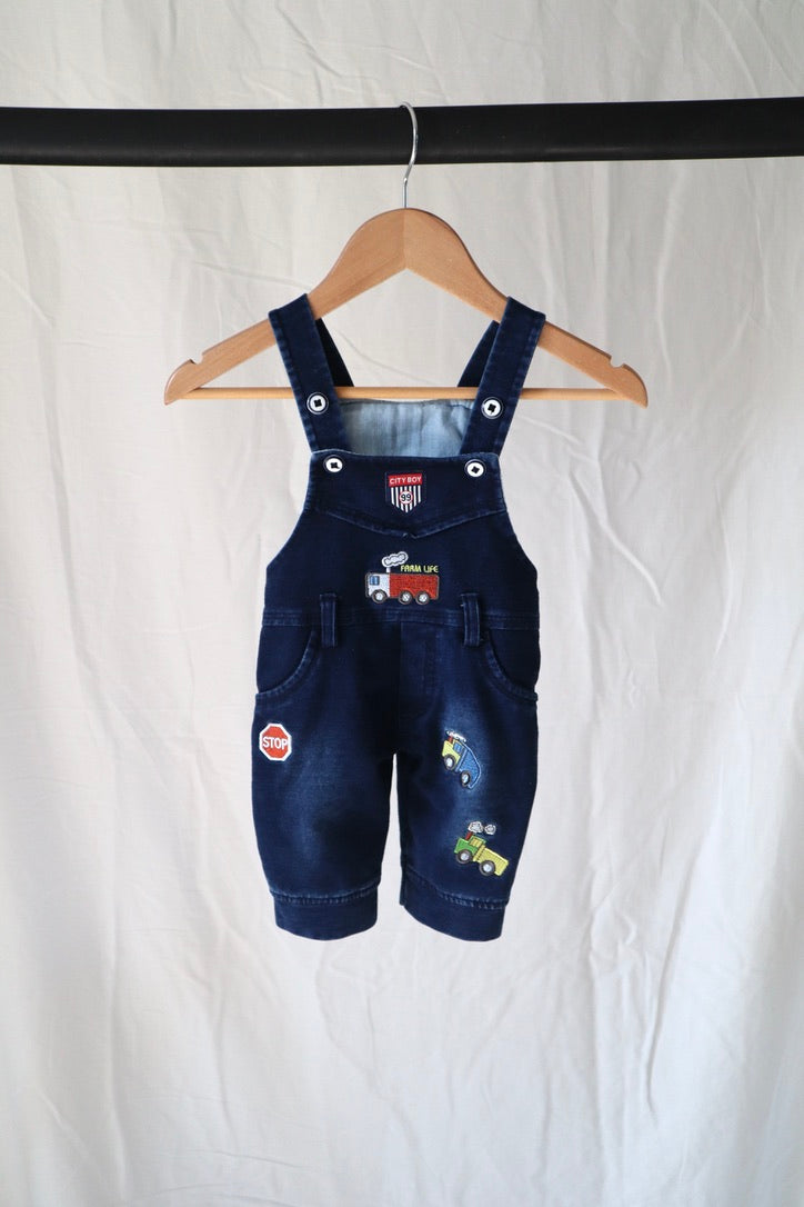 Construction Denim Overalls — 0-3M