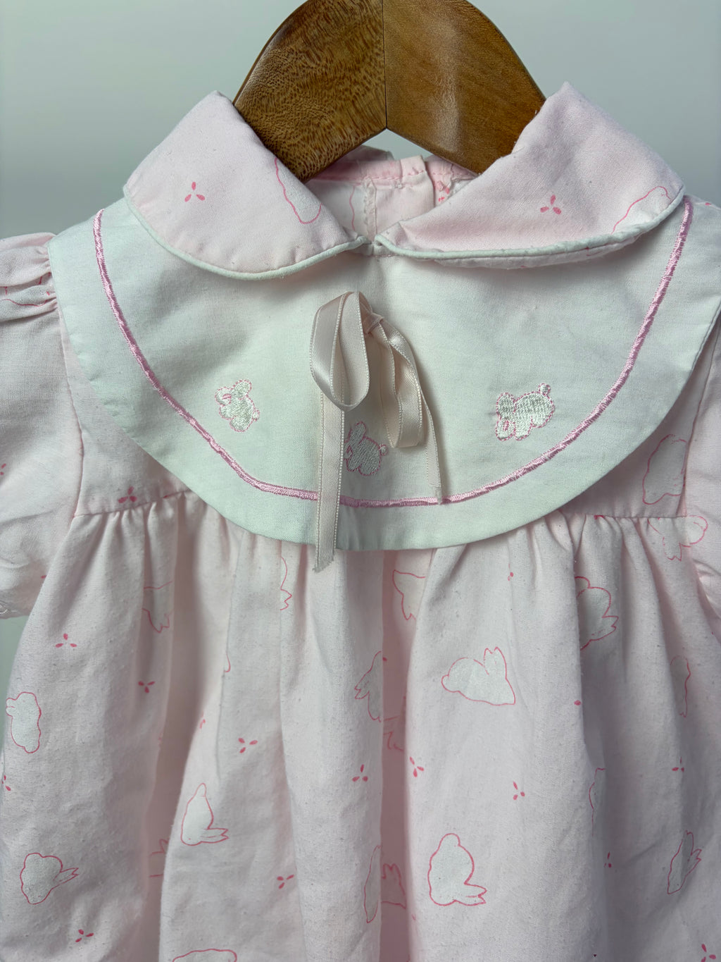 Vintage Pink Bunny Dress — Pale Pink — 12–18M