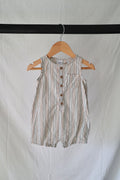 Carter's Linen Blend Striped Romper — Natural — 6–9M