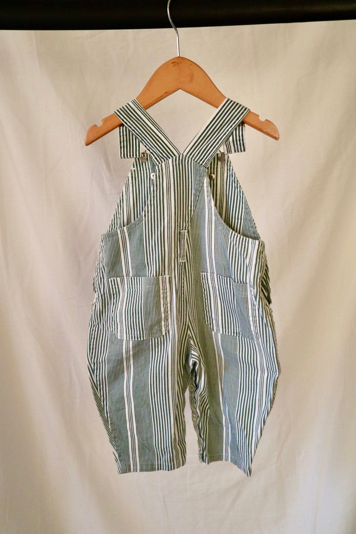 Vintage Sail 55 Hickory Stripe Overalls — 12 Months