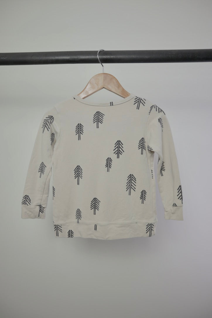 Haven Kids — Cream Tree Print Bamboo Pullover — 2/3T