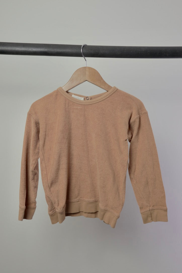 Phil & Phae Organic Cotton Terry Sweater — Warm Caramel — 5Y