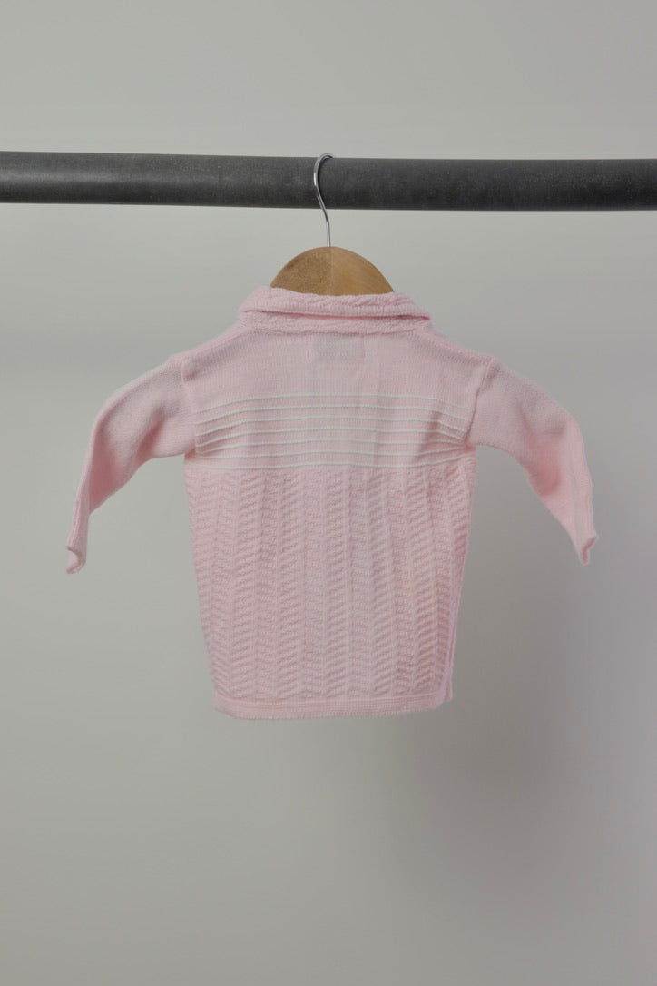 Vintage Creation Pink Knit Cardigan — 0–9M