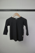 Jax + Lennon Bamboo Long Sleeve Raglan Tee — Black — 2/3Y