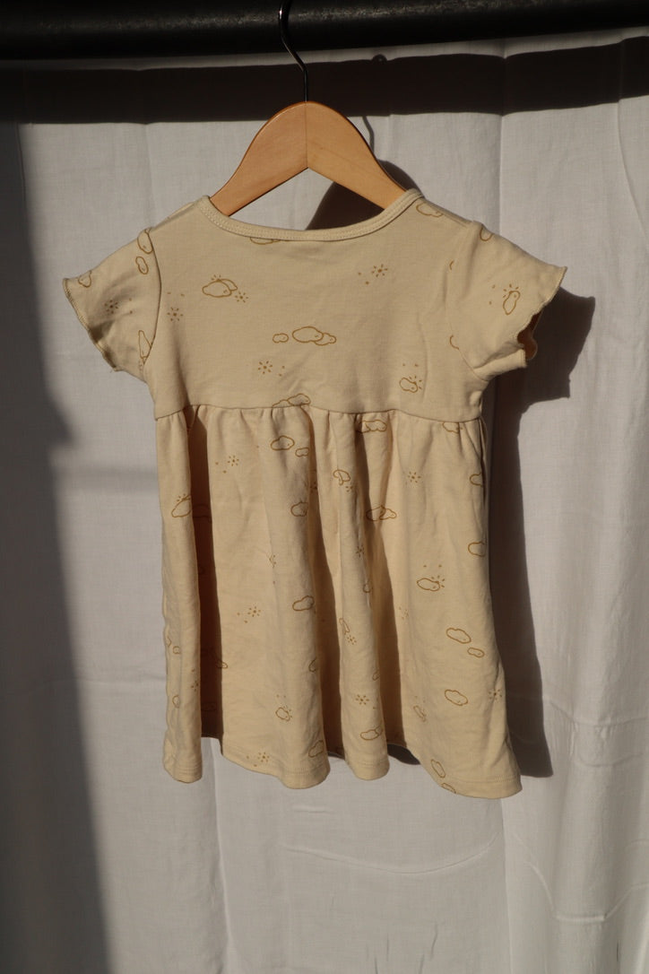Quincy Mae Organic Cotton Cloud Print Short-Sleeve Dress – 2-3Y
