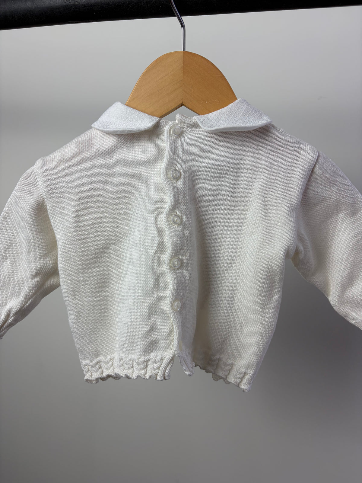 Vintage Italy Made Stella Teddy Bear Knit Sweater — Ivory/Cream — 9M