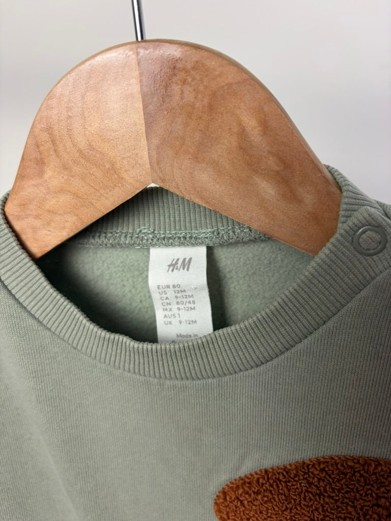 H&M Autumn Appliqué Sweatshirt — Sage Green — 9–12M