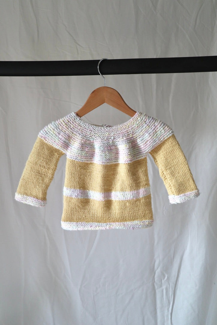 Handmade Knit Cardigan — Butter Yellow — 12–18M