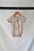Oliver & Rain Organic Cotton Rainbow Henley Bodysuit — Sand — 18M