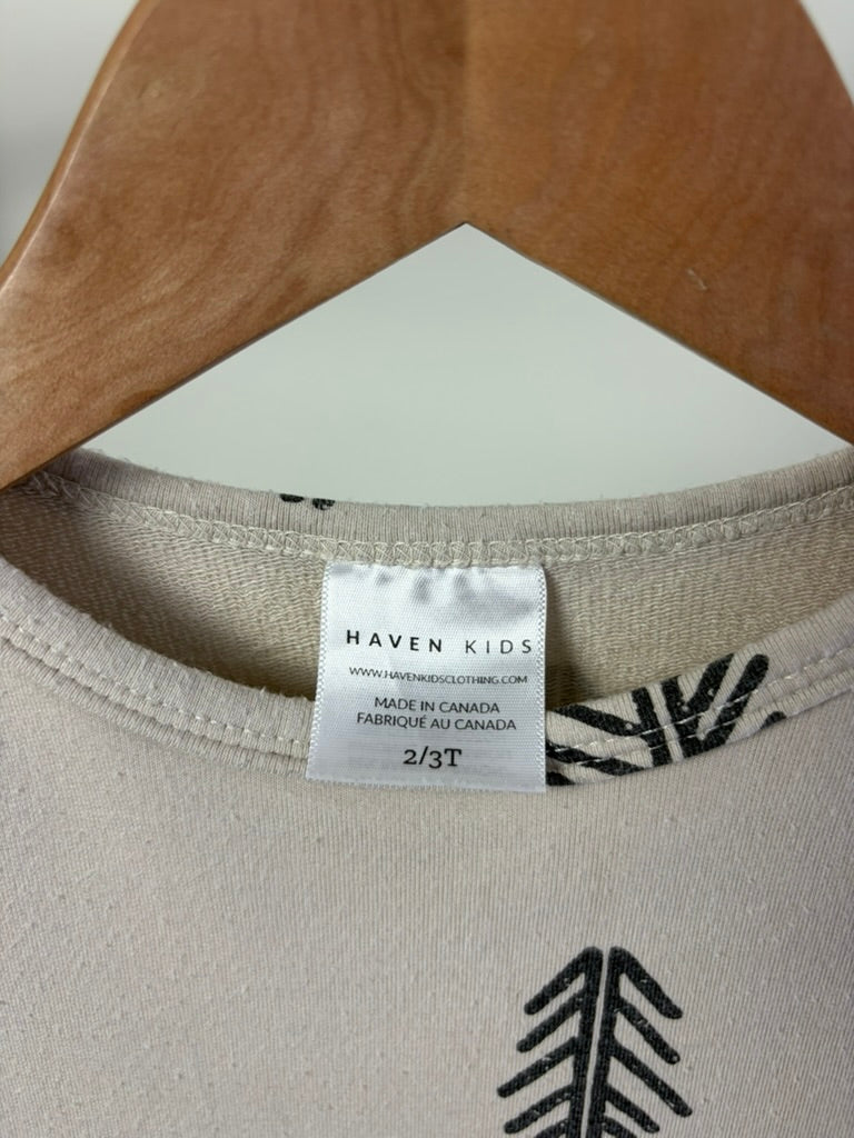 Haven Kids — Cream Tree Print Bamboo Pullover — 2/3T