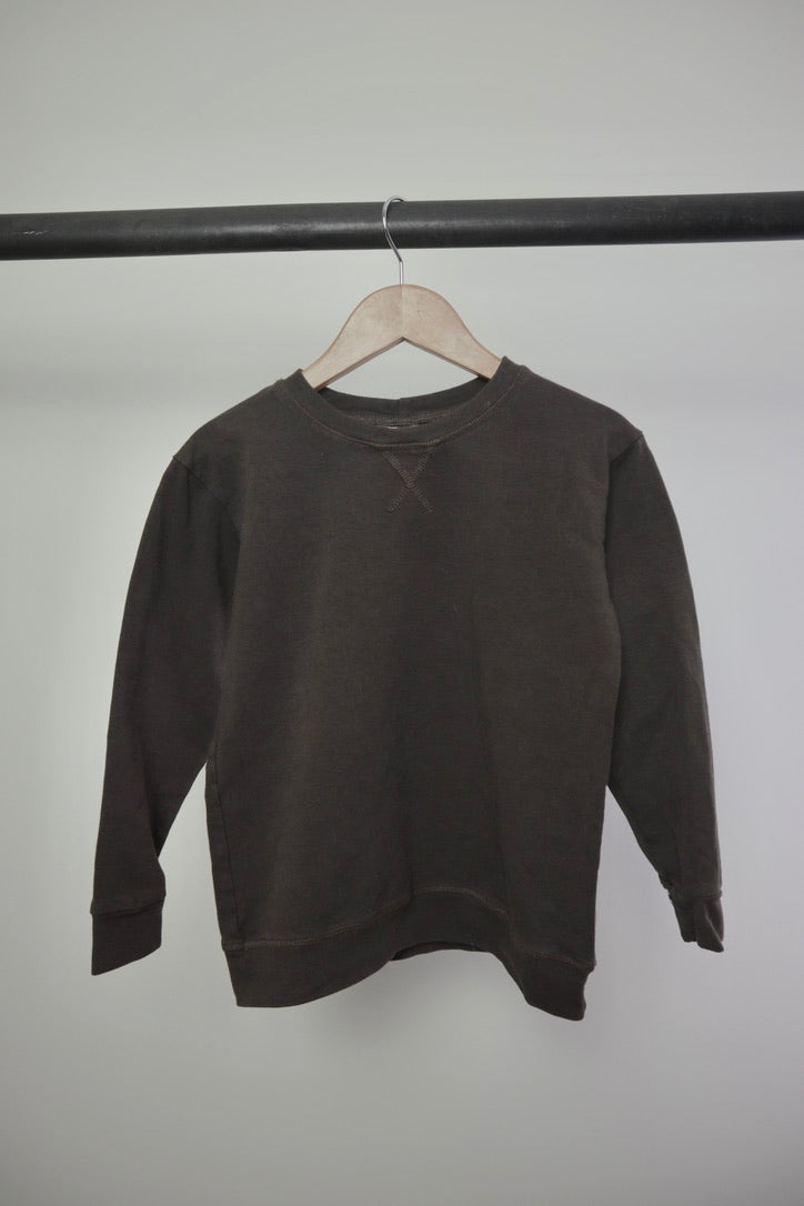 Jax + Lennon — Dark Brown Crewneck Sweater — 5/6Y