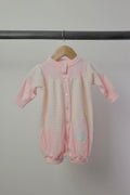 Vintage Small Stars Pink Bunny Knit Romper — 0–6M