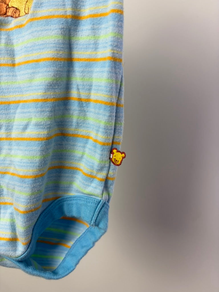 Vintage Disney Baby Winnie the Pooh & Tigger Striped Bodysuit — 6–12 Months