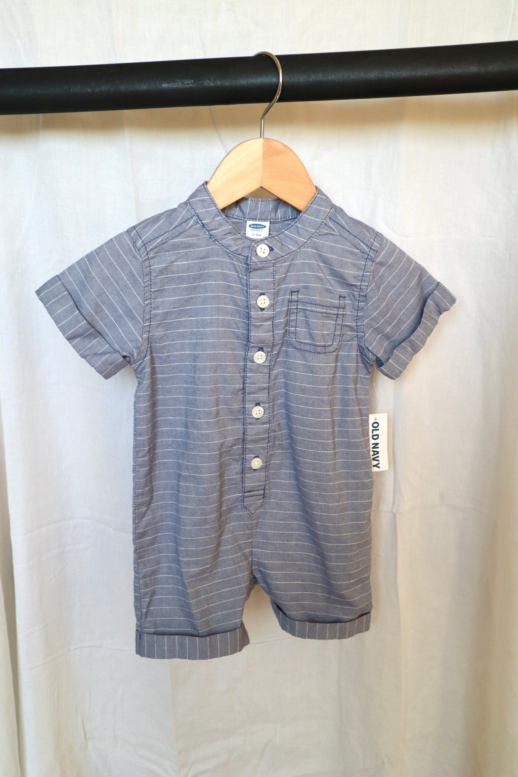 Old Navy Striped Henley Romper — 3-6M