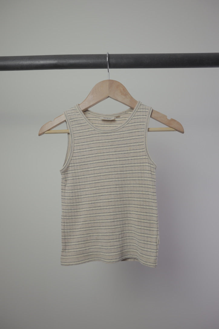 Wheat — Organic Cotton Striped Tank — Oatmeal/Cream — 6Y