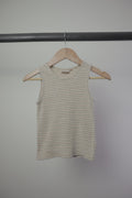 Wheat — Organic Cotton Striped Tank — Oatmeal/Cream — 6Y