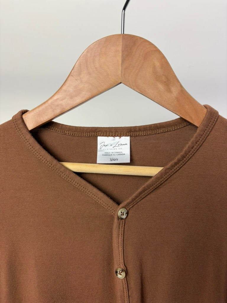 Jax + Lennon Bamboo Button Cardigan — Brown — 3/4Y