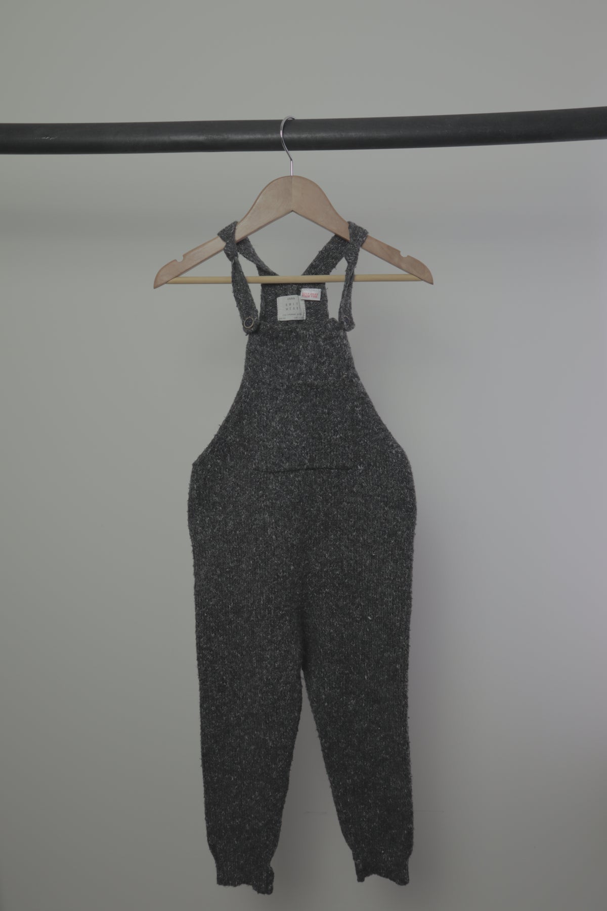 Zara Knitwear — Charcoal Grey Knit Longall Overalls — 3–4Y Years