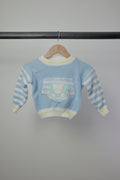 Vintage ICZ Baby Champ Bear Knit Sweater NWT — Sky Blue — 24M