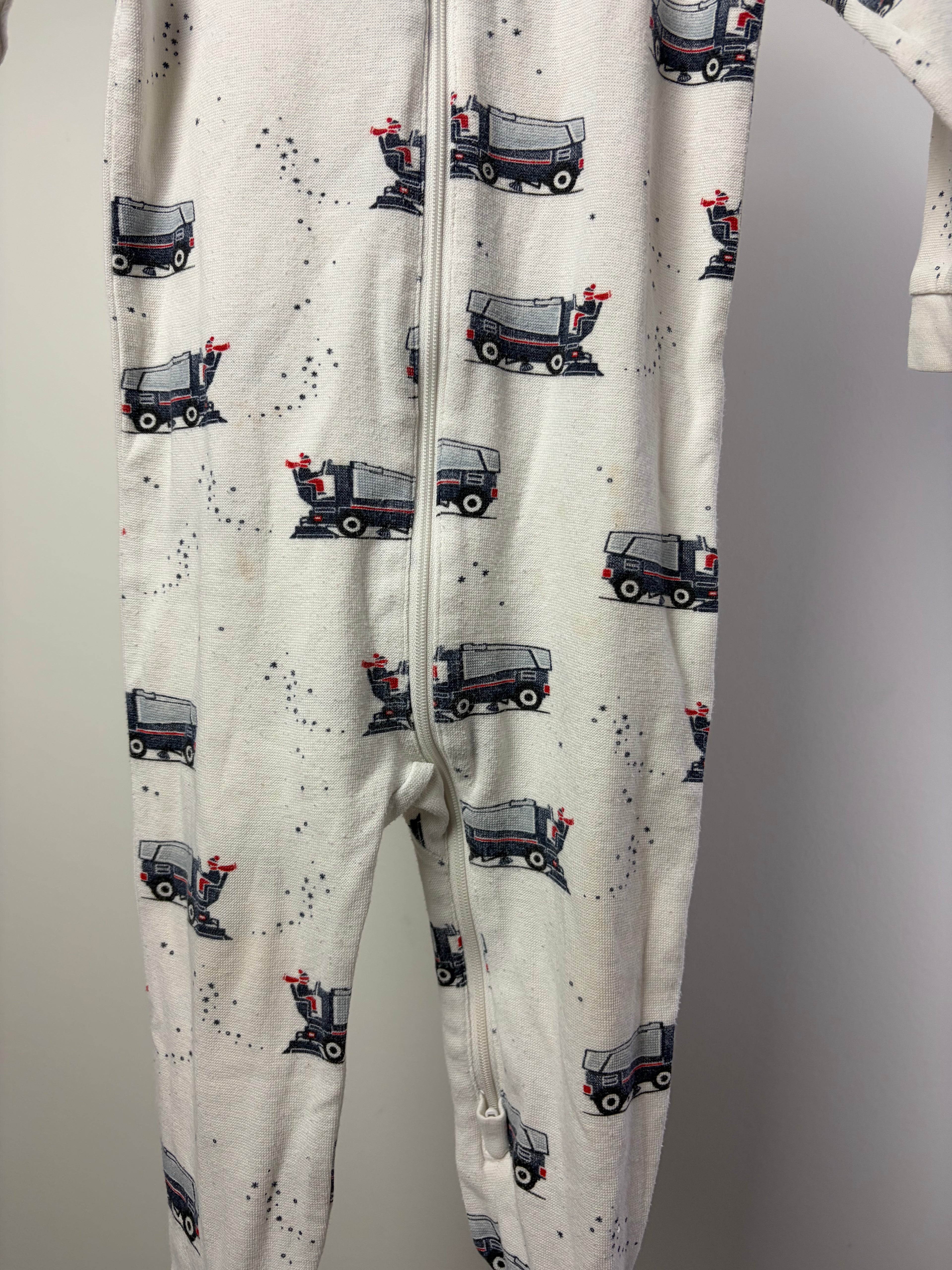 Petit Lem Zamboni Print Footed Sleeper — Off White — 18M