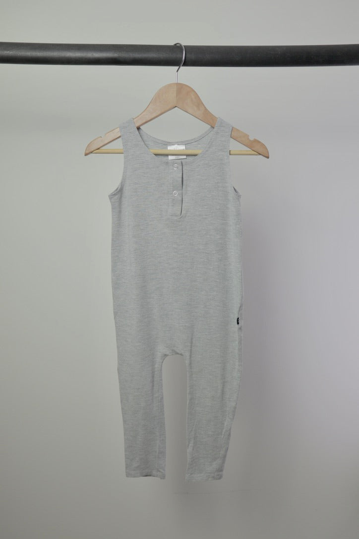 Jax + Lennon Bamboo Sleeveless Romper — Heather Grey — 2/3Y