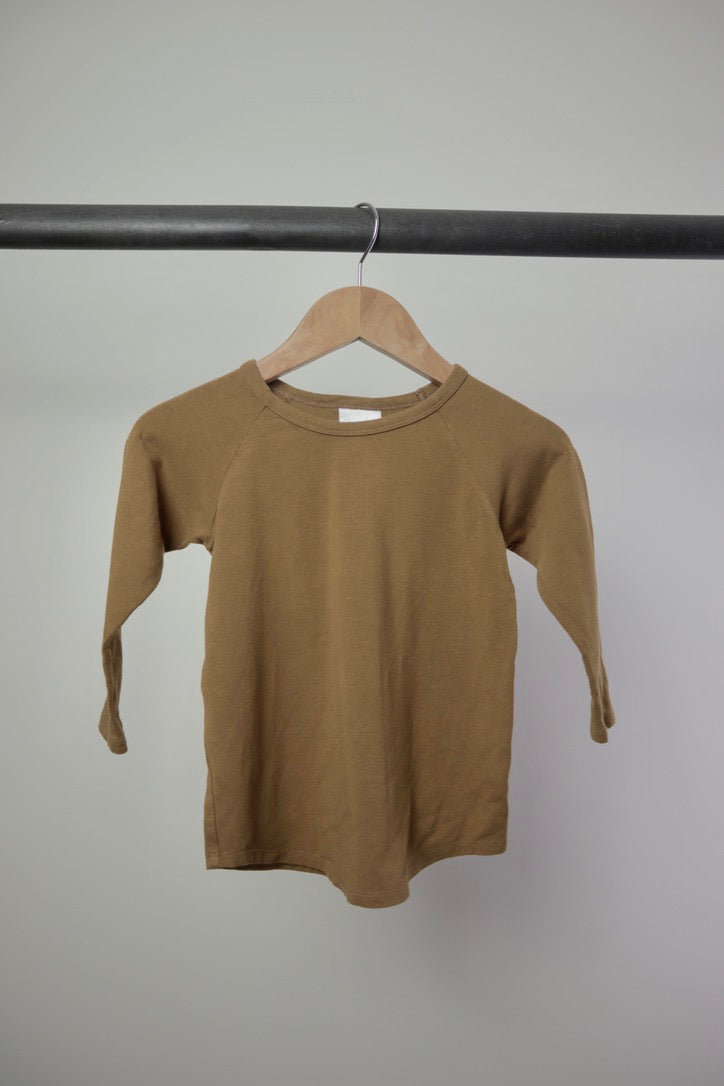 Jax + Lennon — Bamboo Blend Long Sleeve Tee — Warm Brown — 2/3Y