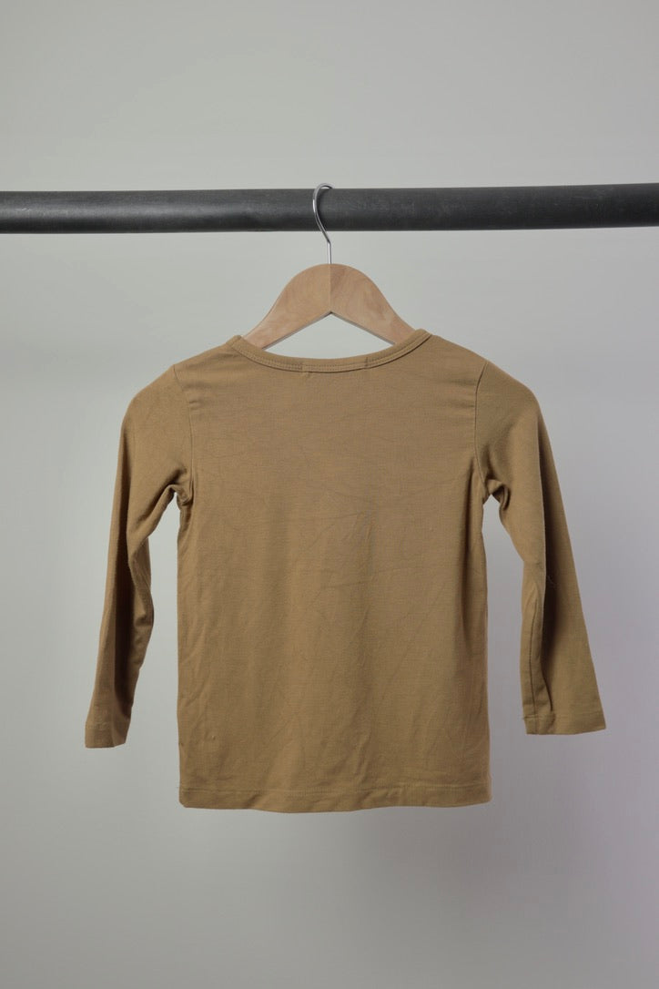 Haven Kids Essentials — Bamboo Long Sleeve Tee — Caramel — 2/3T