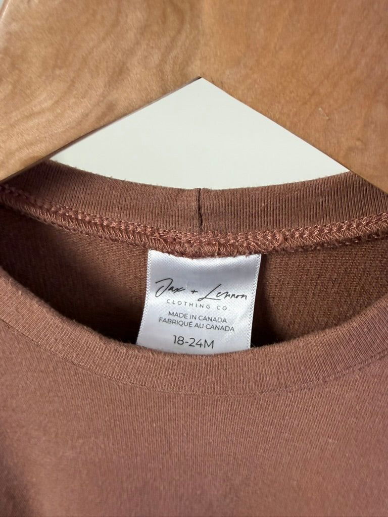 Jax + Lennon — Long Sleeve Tunic Dress — Warm Brown — 18–24M