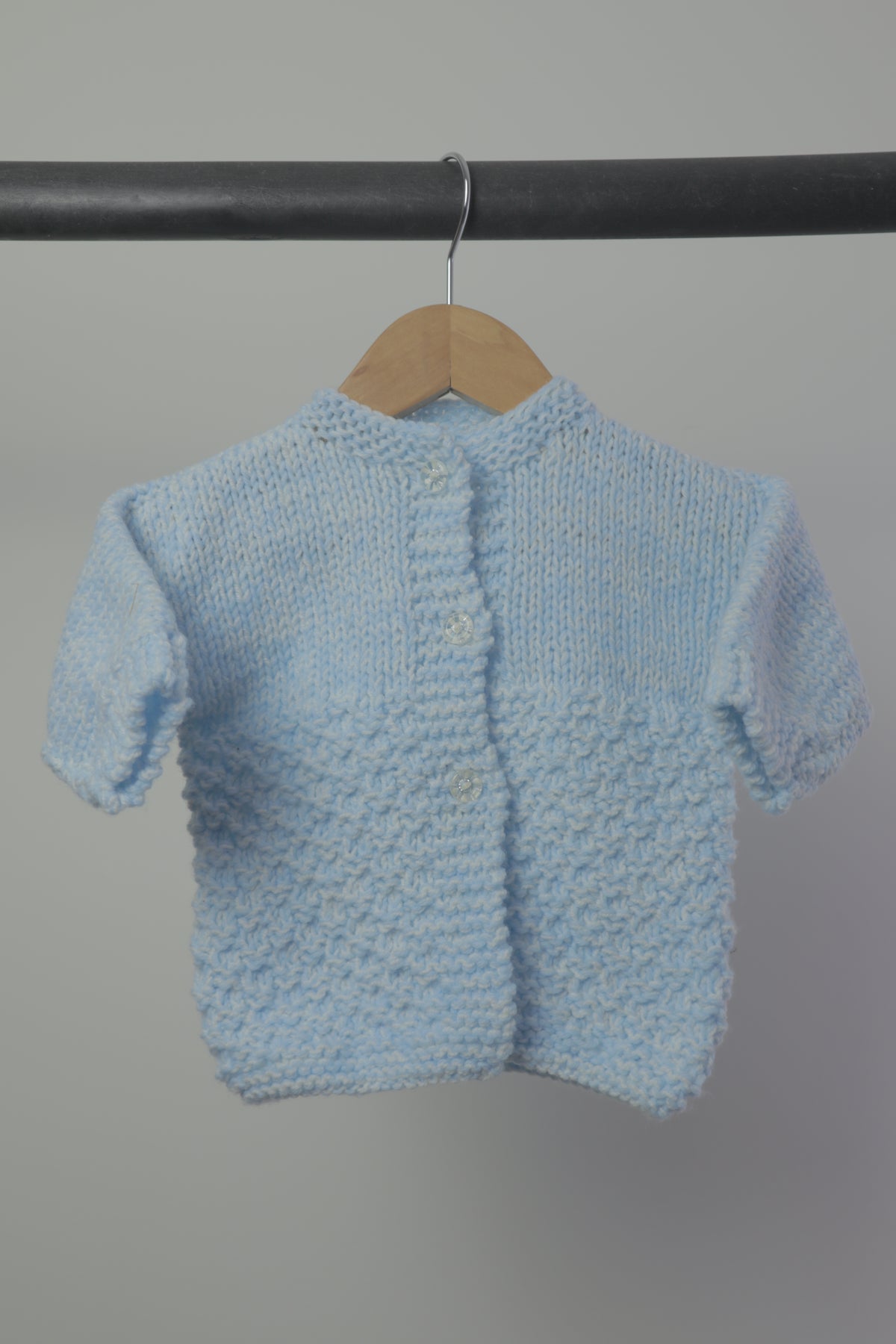 Vintage Hand Knit Baby Cardigan — Powder Blue