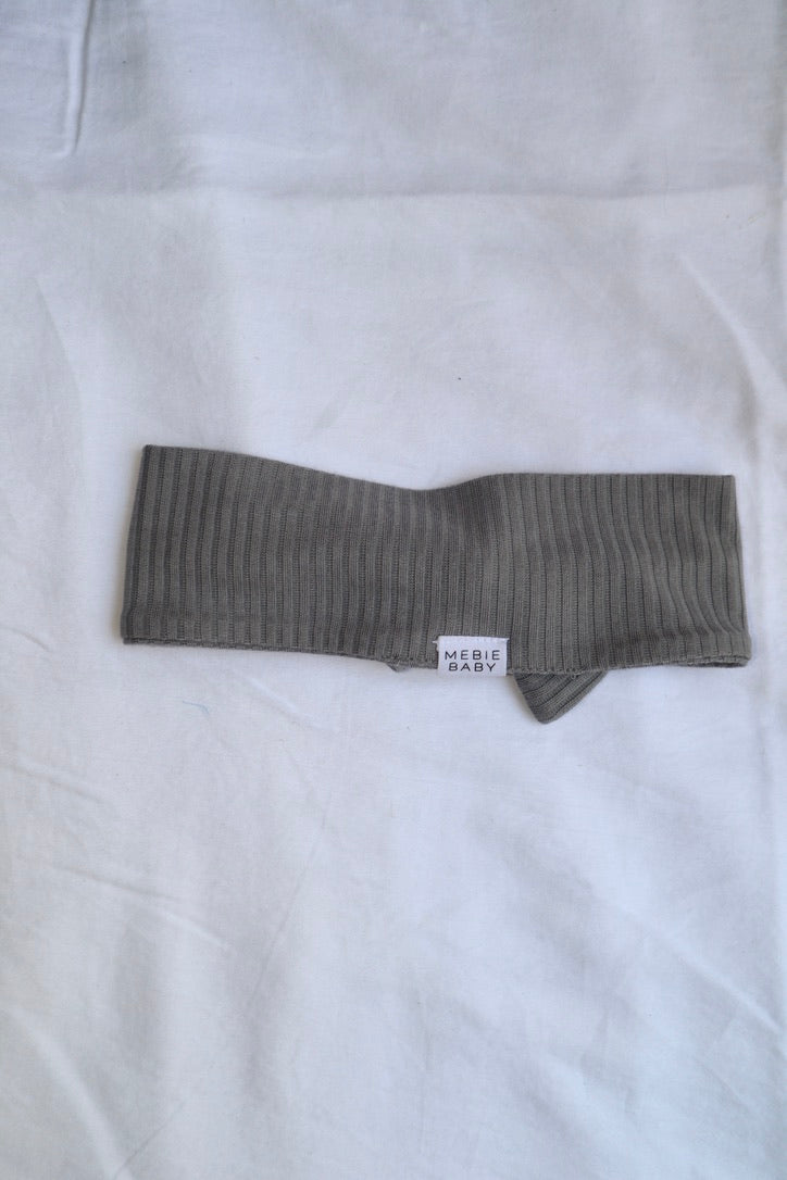 Mebie Baby Ribbed Bow Headband — Light Grey