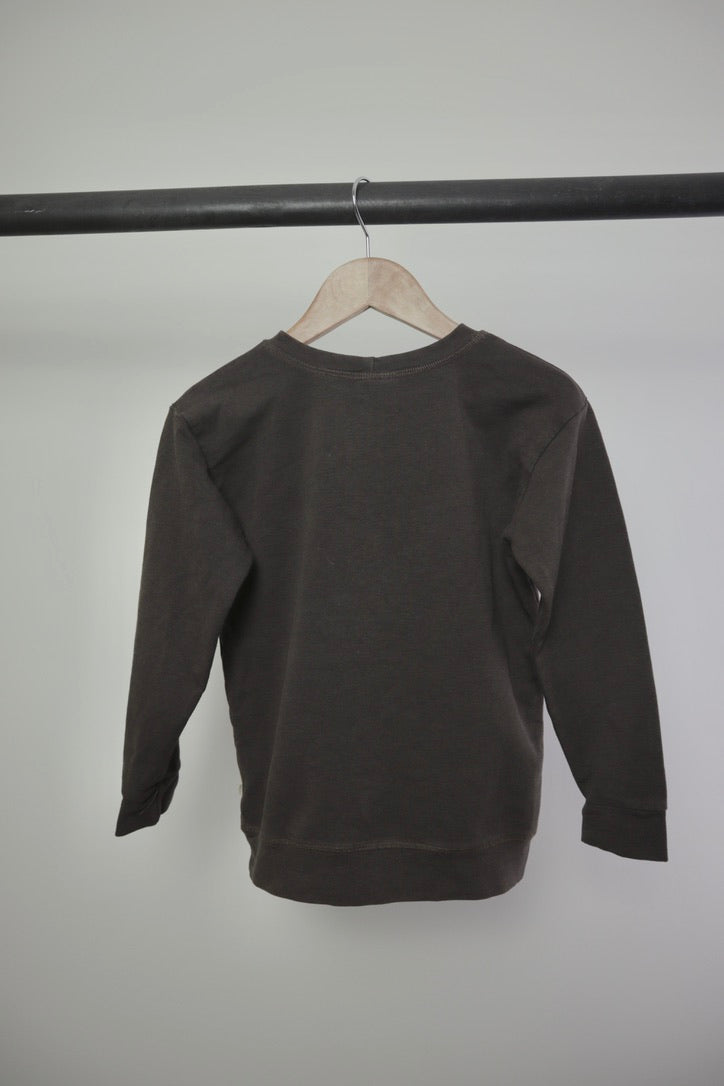 Jax + Lennon — Dark Brown Crewneck Sweater — 5/6Y