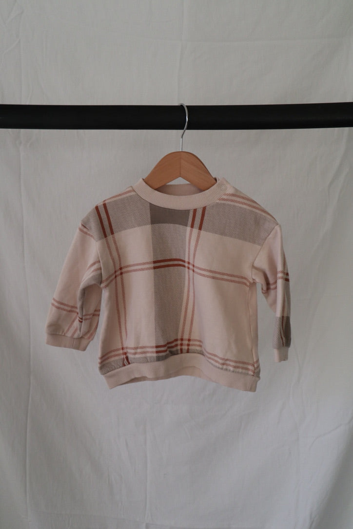 H&M Plaid Sweatshirt — 12–18M