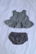 Quincy Mae — Sleeveless Peplum Set — 0–3 Months — Organic Cotton
