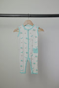 Kyte Baby Bamboo Sleeveless Snap Romper — Retired Snail + Caterpillar Print — 18–24M
