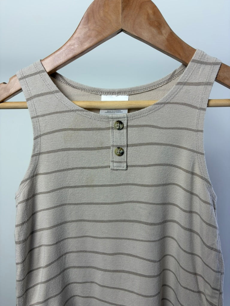 Jax + Lennon — Striped Bamboo Henley Tank — Oatmeal/Taupe — 2/3Y